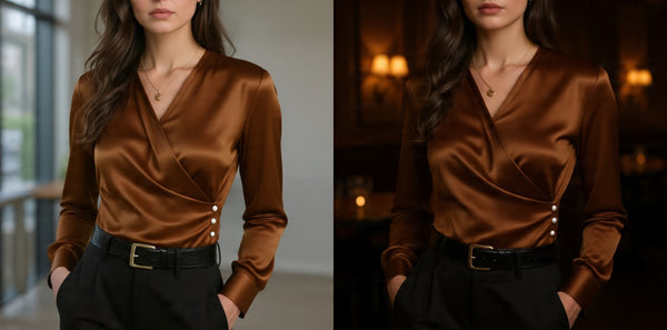 Elegant Satin Wrap Blouse
